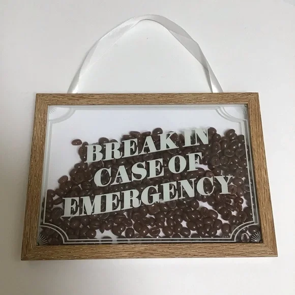 Coffee Shop Picture Bean Filled Wall Art Box Break In Case of Emergency Cafe 3D - Picture 13 of 15